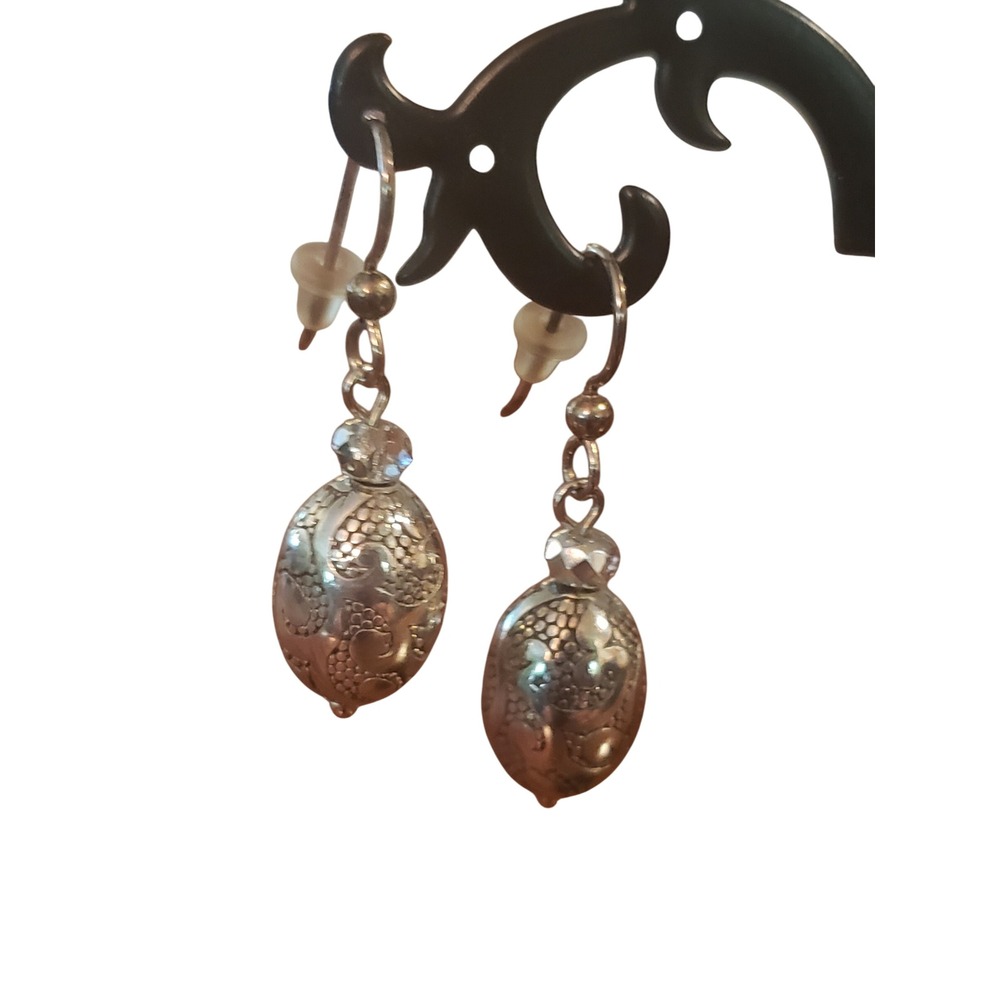 Brighton Silver Tone Oval Drop Earrings‎ Etched Design Boho Elegant Jewelry